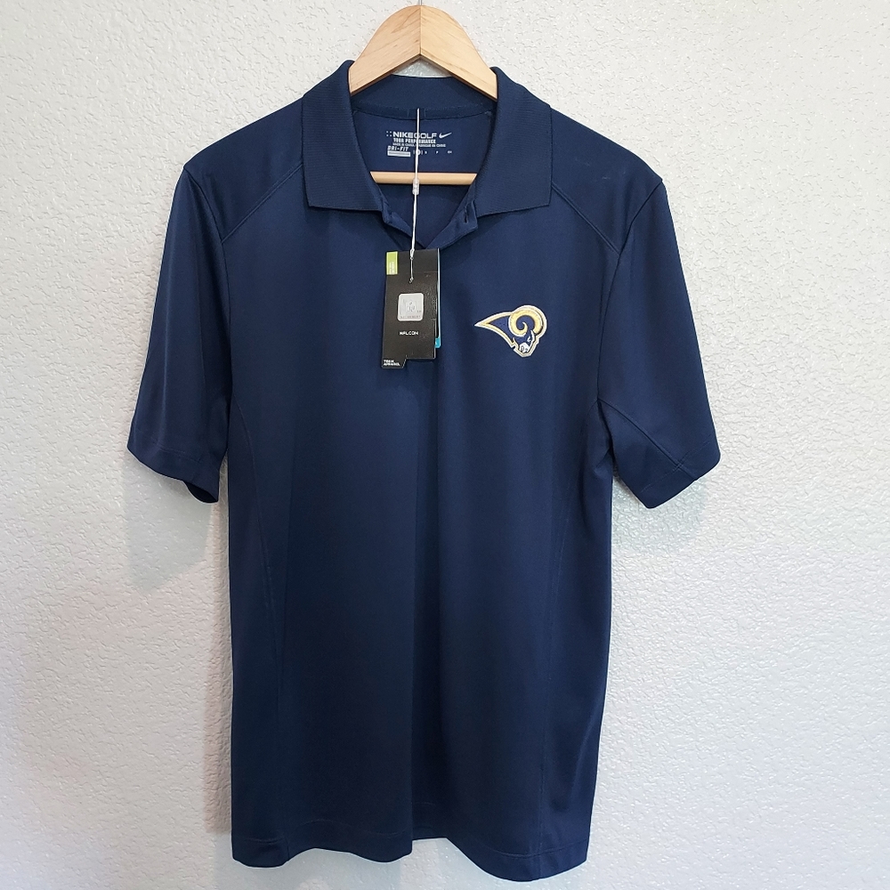 NEW Nike Rams Blue Polo Dri-Fit Size Small